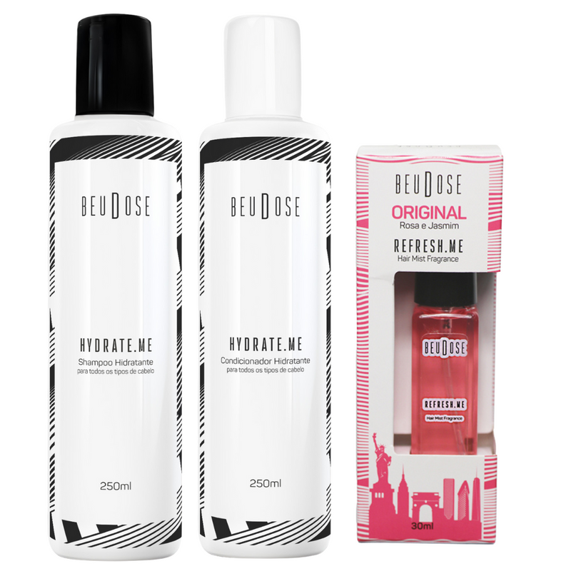 Kit Hidratação - Shampoo 250ml, Condicionador 250ml e Perfume Capilar 30ml