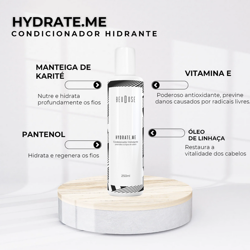 Kit Hidratação - Shampoo 250ml, Condicionador 250ml e Perfume Capilar 30ml